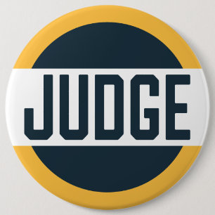 Contest Judge Badge Orange 6 Inch Round Button