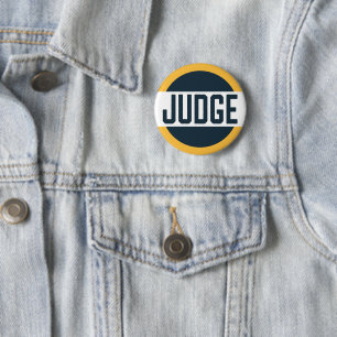 Contest Judge Badge Yellow Blue 2 Inch Round Button