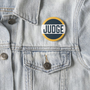 Contest Judge Badge Yellow Blue 2 Inch Round Button