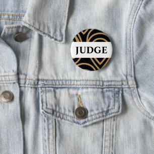 Contest Judge Modern Black Gold Badge 2 Inch Round Button