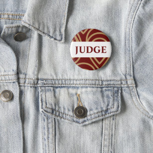 Contest Judge Modern Red Gold Badge 2 Inch Round Button