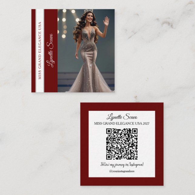 Contestant Calling Card QR Code Sash Business Card (Front/Back)