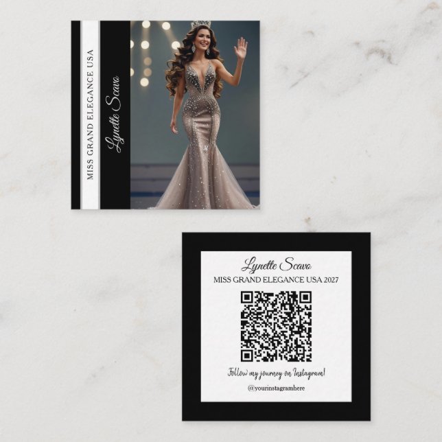 Contestant Calling Card QR Code Sash Business Card (Front/Back)
