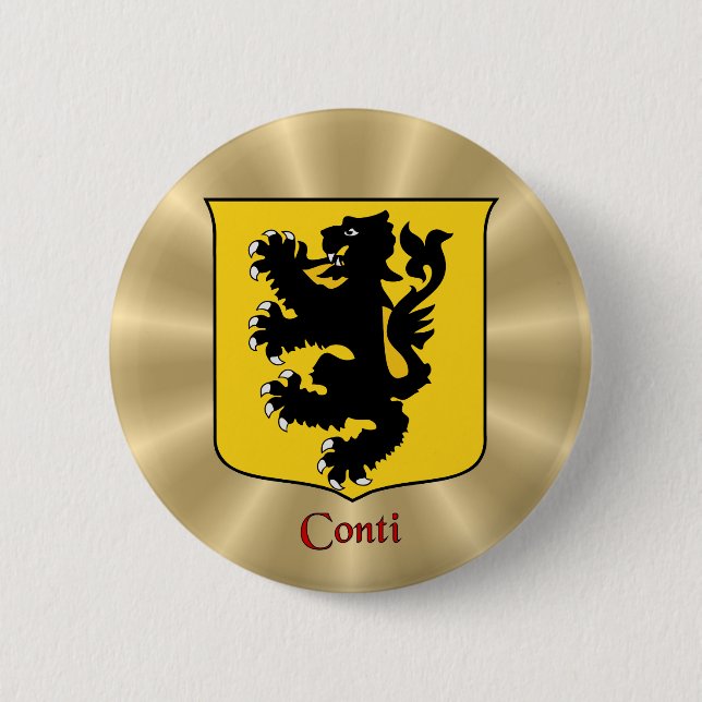 Conti Historical Shield on Golden Sunburst 2 Inch Round Button (Front)