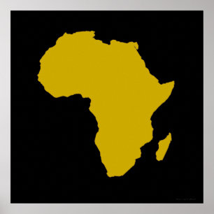 "Continent of Africa - Bold Gold" Poster