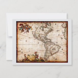 Continent of America Old Map Holiday Card