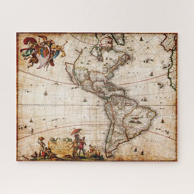 Continent of America Old Map Jigsaw Puzzle (Horizontal)