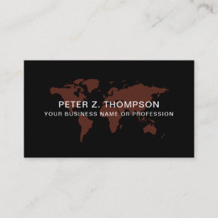 Continental Black Business Card with brown Map