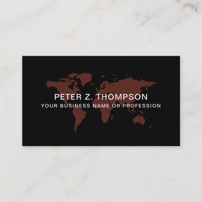Continental Black Business Card with brown Map (Front)