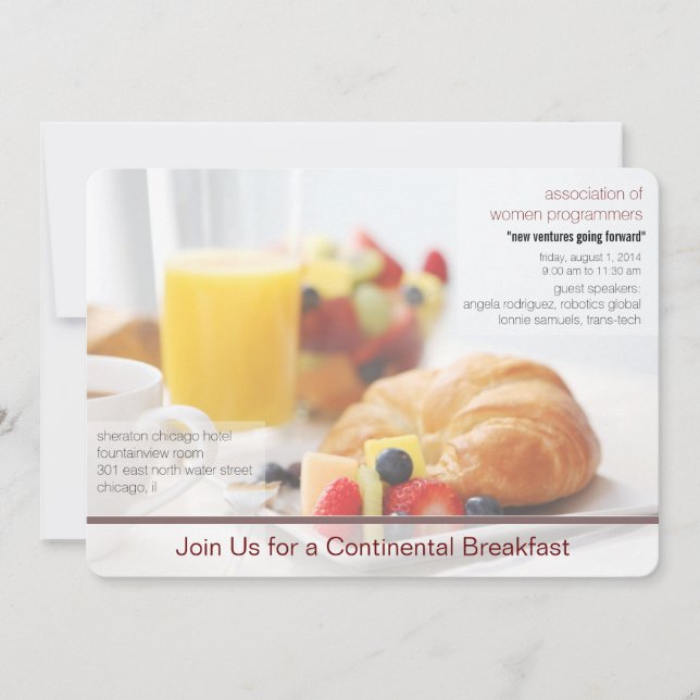 continental breakfast meeting invitation (Front)