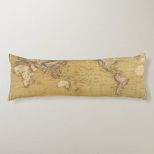 Continental Map Body Pillow (Front)