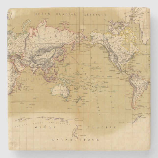 Continental Map Stone Coaster (Front)
