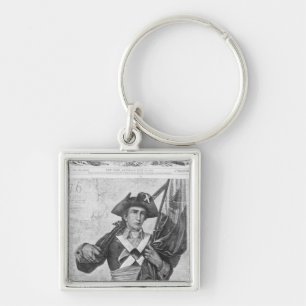 Continental Soldier holding a musket flag Keychain
