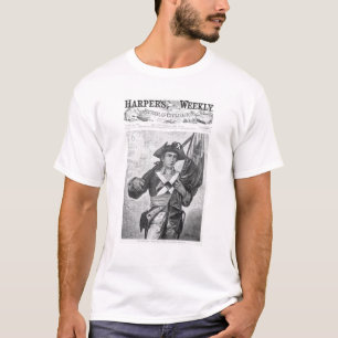 Continental Soldier holding a musket flag T-Shirt