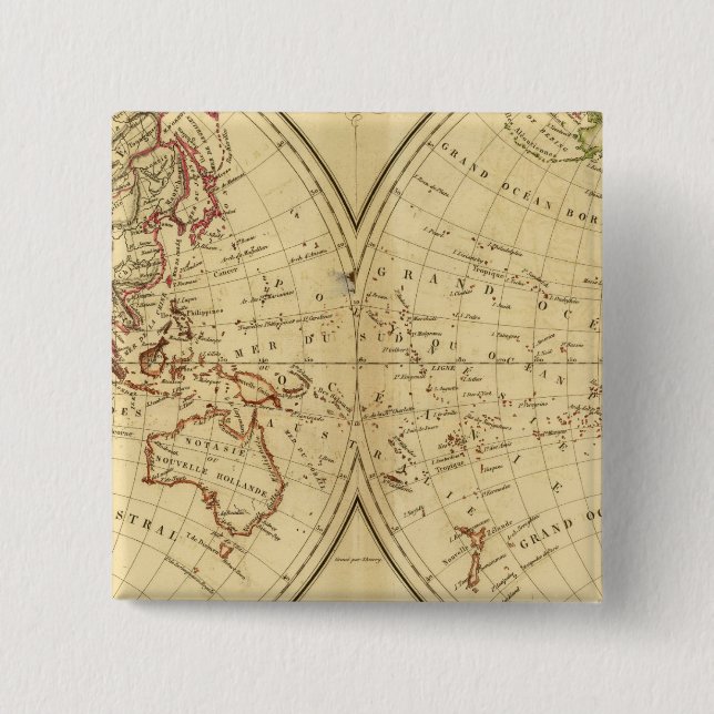 Continents 2 Inch Square Button (Front)