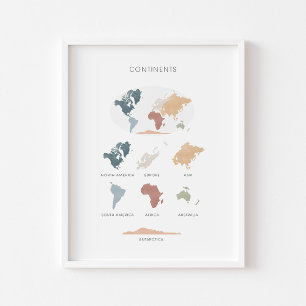 Continents boho educational poster