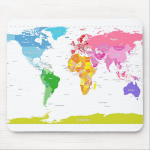 Continents World Map Mouse Pad