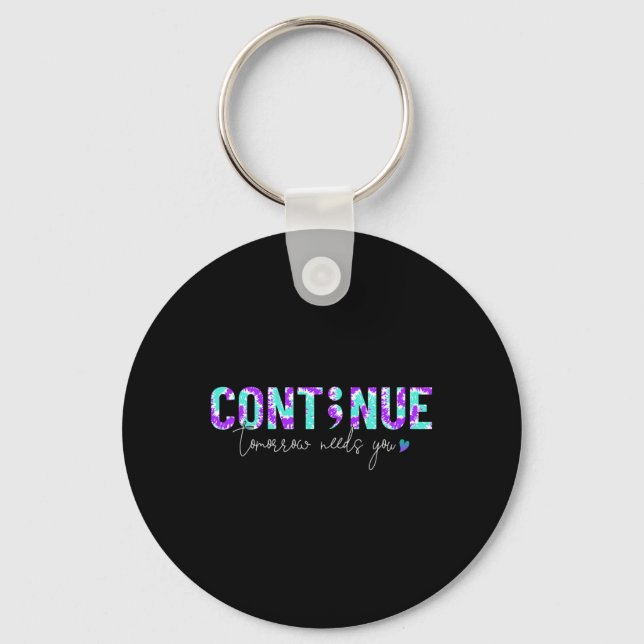 Continue Suicide Prevention Awareness Tie Dye Semi Keychain (Front)