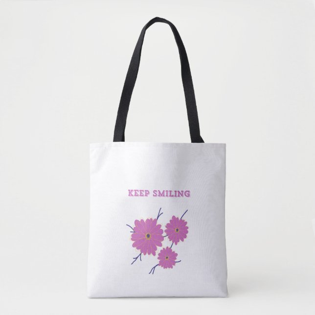 Continuer à sourire Sac fourre-tout floral : Porte (Devant)