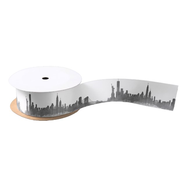 Continuous Border Skyline NYC New York Skyline Satin Ribbon (Spool)