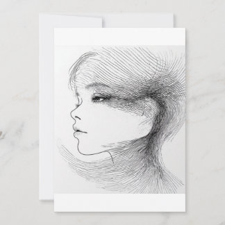 Continuous line art illustration of a human face 4 invitation
