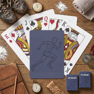Continuous Line Art Sprinter Running Playing Cards