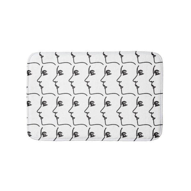 Continuous line, face profiles, artistic illustrat bath mat (Front)