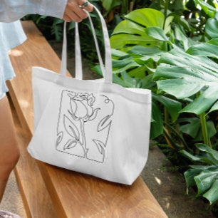 Continuous Line Rose Tote Bag