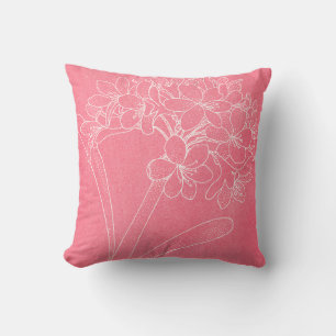 Contour blanc d'une grande fleur sur un oreiller r