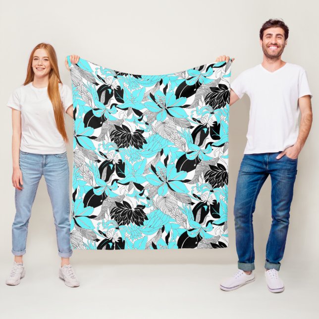 Contour Hawaii Tropical Lily and Protea Floral Fleece Blanket (In Situ)