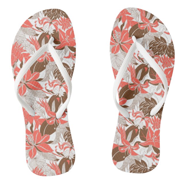 Contour Hawaii Tropical Lily and Protea Floral Flip Flops (Footbed)