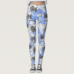 Contour Hawaii Tropical Lily and Protea Floral Leggings