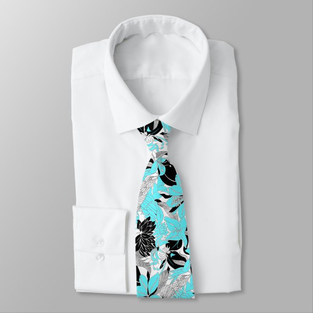 Contour Hawaii Tropical Lily and Protea Floral Tie (Tied)