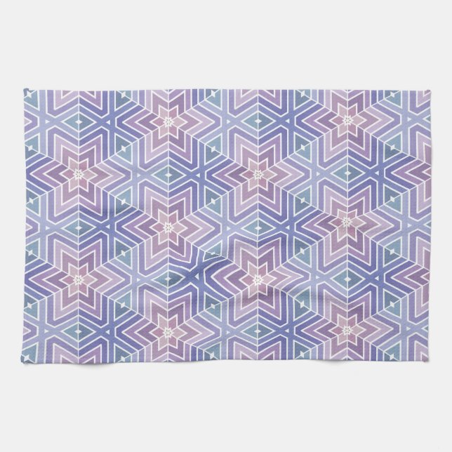 Contoured Lavender Geometric Star Maze Pattern Kitchen Towel (Horizontal)