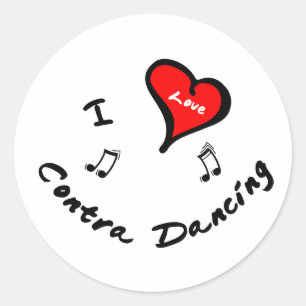 Contra Dancing Items - I Heart Contra Dancing Classic Round Sticker