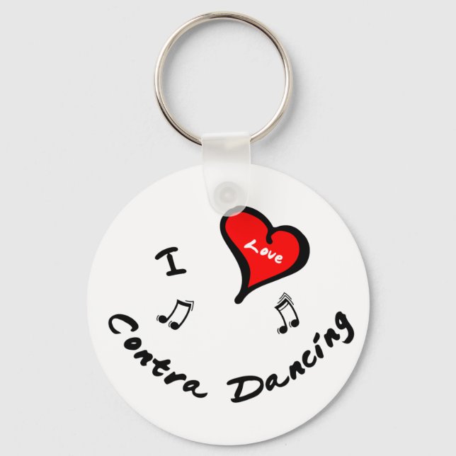 Contra Dancing Items - I Heart Contra Dancing Keychain (Front)