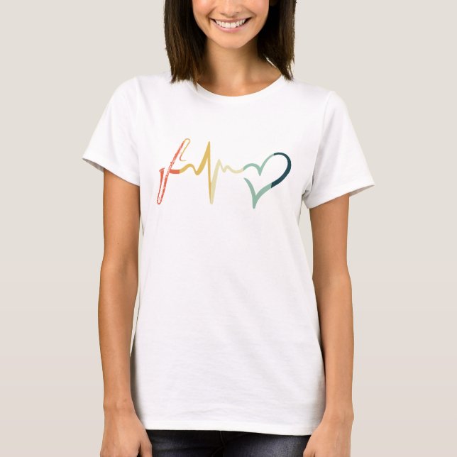 contrabass clarinet heartbeat vintage music heart  T-Shirt (Front)