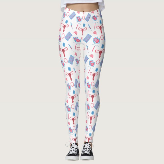 Contraception Pattern Feminist Leggings (Front)