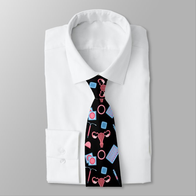 Contraception Pattern Feminist Tie (Tied)