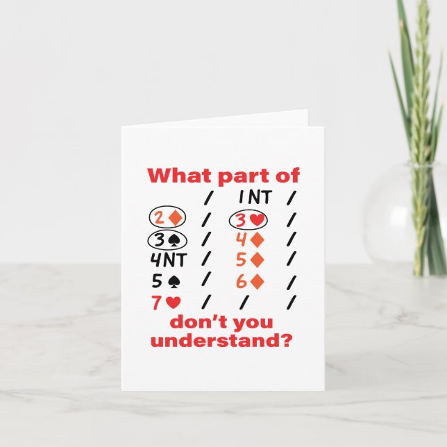 Contract Bridge Grand Slam Bidding Duplicate Card (Front)