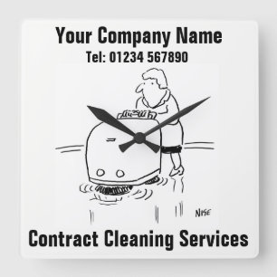Contract Cleaning Services Square Wall Clock