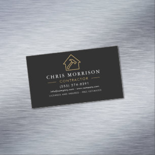 Contractor Business Card Magnet Black Gold Design