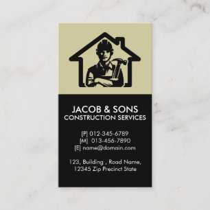 Contractor Construction House Repairs Business Card