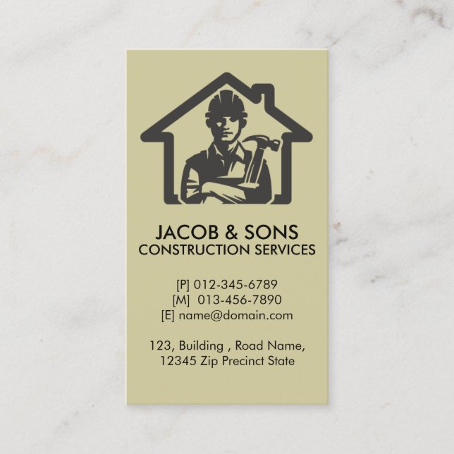 Contractor Construction House Repairs Business Card (Front)