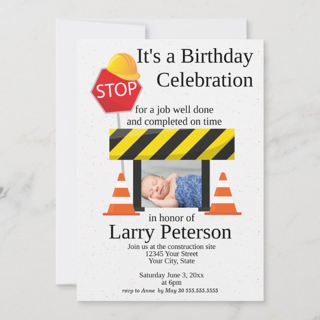 Contractor Construction Zone Birthday Invitation (Front)