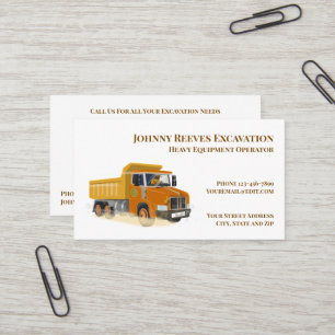 Contractor Heavy Equipment Operator Business Card
