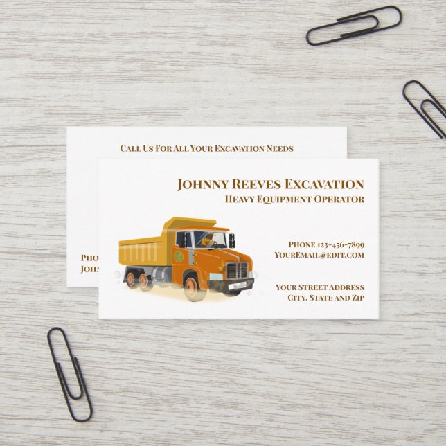 Contractor Heavy Equipment Operator Business Card (Front/Back In Situ)