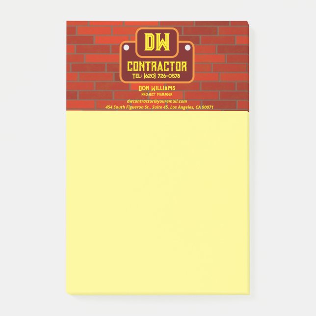 Contractor Notes (Front)