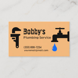 Contractor Plumbing Service Chrome Design Business Card