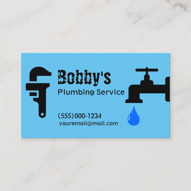 Contractor Plumbing Service Chrome Design Business Card (Front)